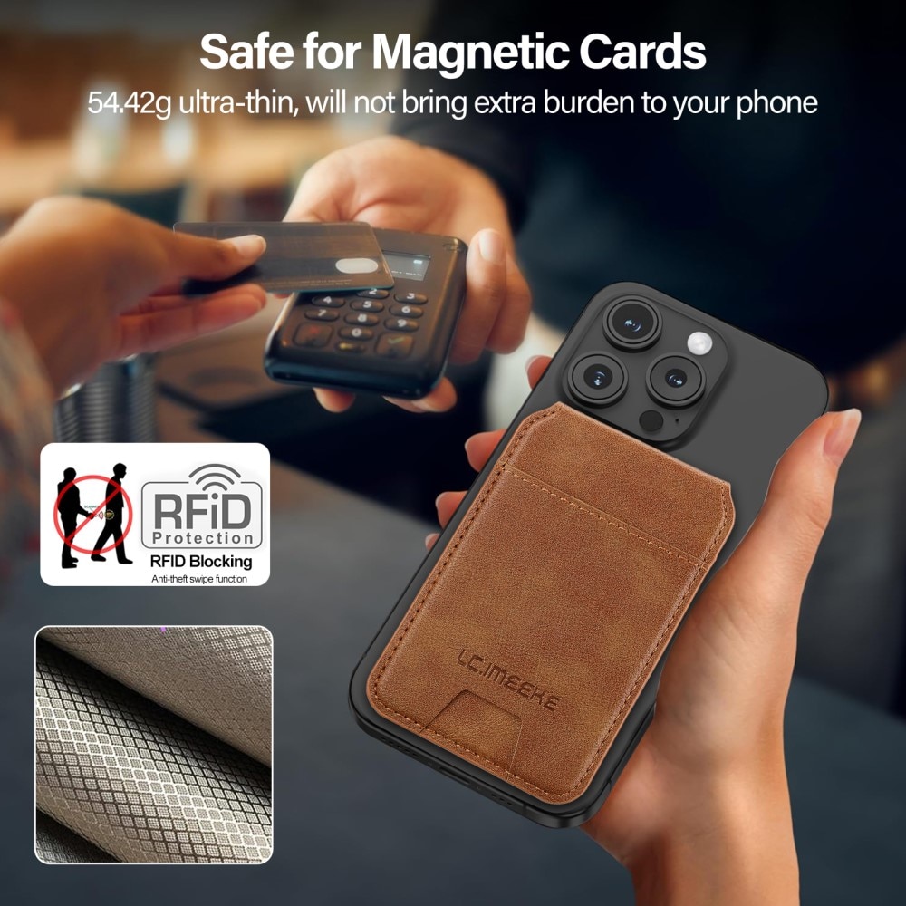 MagSafe Card Holder with Stand and RFID Protection Cognac