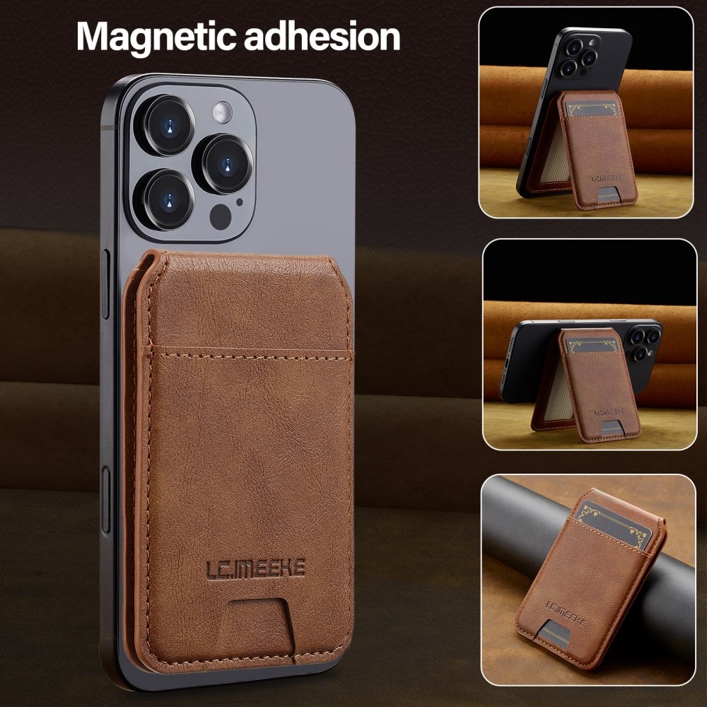 MagSafe Card Holder with Stand and RFID Protection Cognac