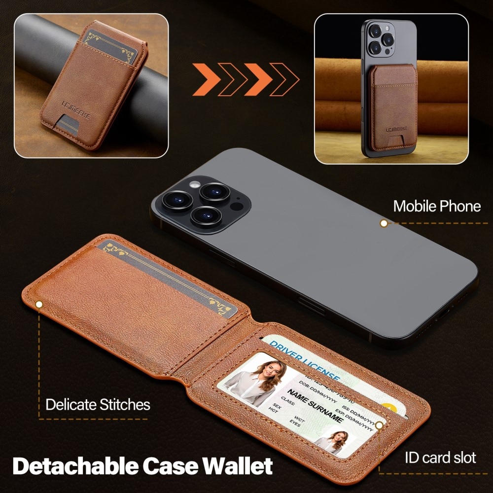 MagSafe Card Holder with Stand and RFID Protection Cognac