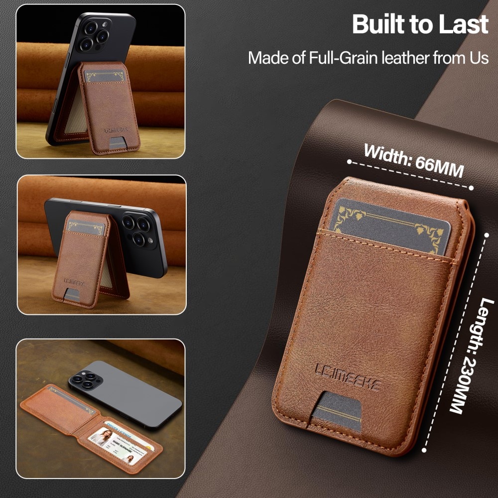 MagSafe Card Holder with Stand and RFID Protection Cognac