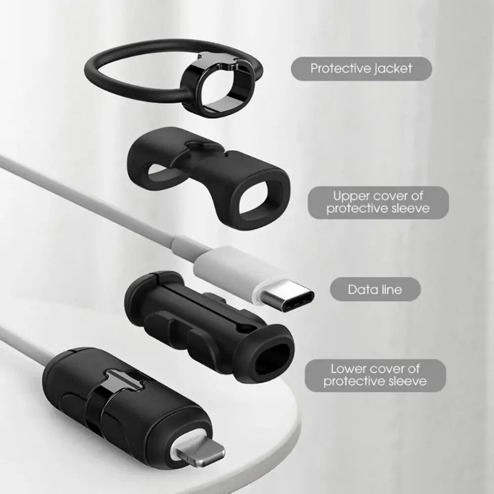 Cable Protector for USB-C to USB-A Cable Black