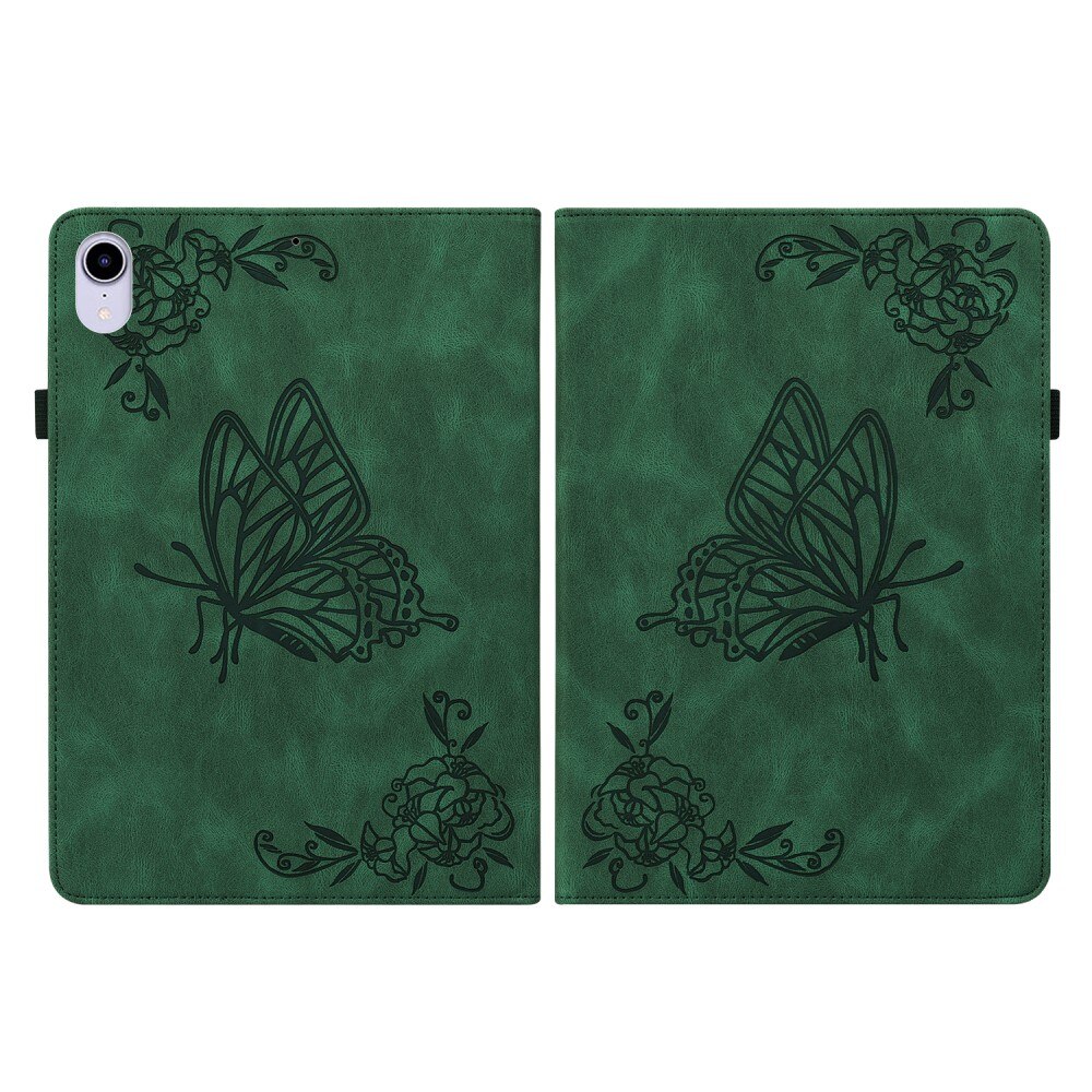 Apple iPad Mini 6th Gen (2021) Leather Cover Butterflies Green