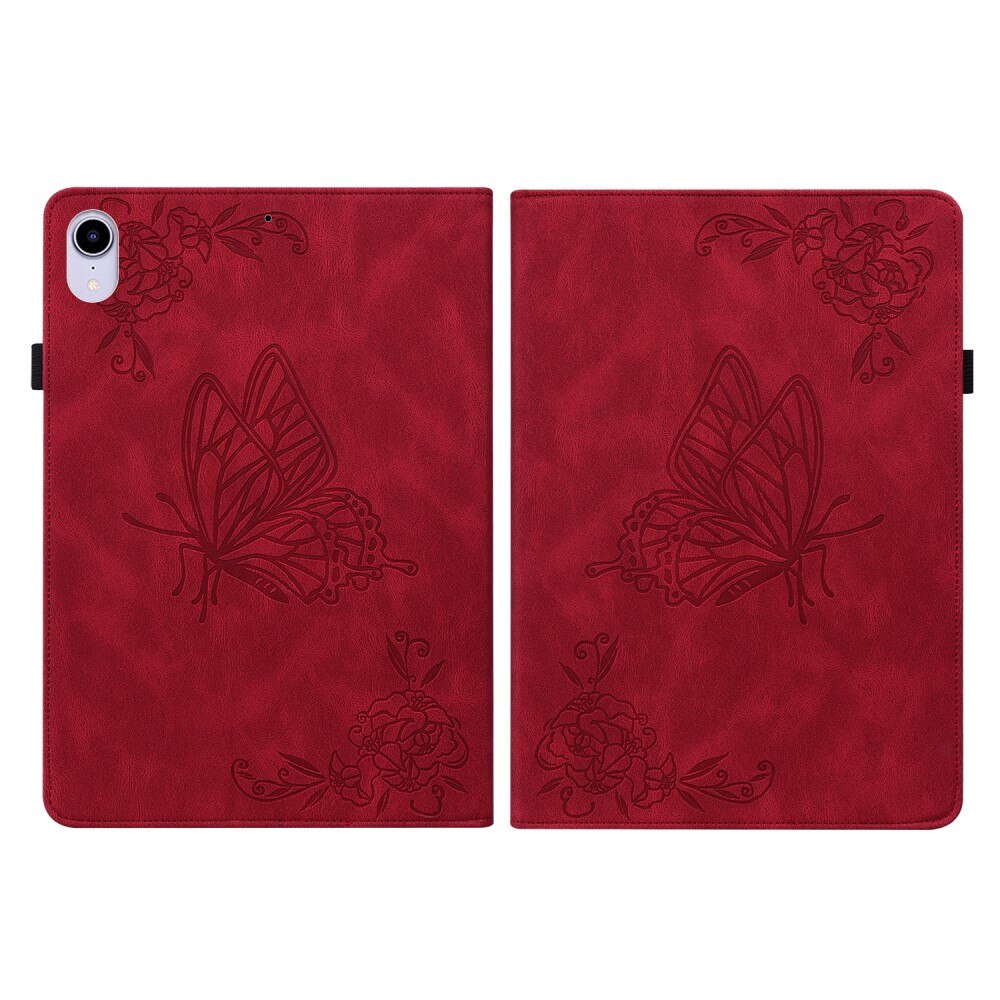 Apple iPad Mini 6th Gen (2021) Leather Cover Butterflies Red