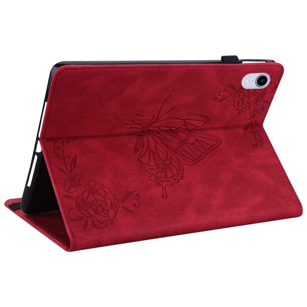 Apple iPad Mini 7th Gen (2024) Leather Cover Butterflies Red