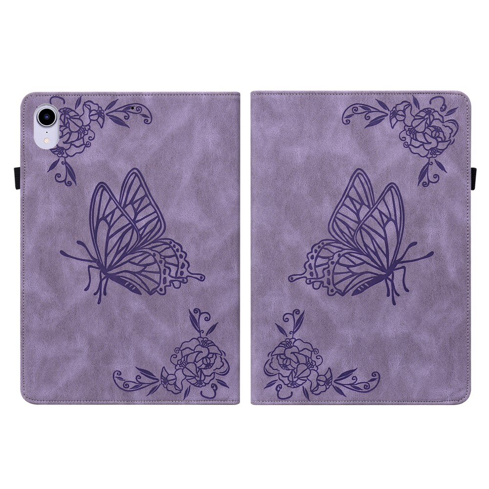 Apple iPad Mini 7th Gen (2024) Leather Cover Butterflies Purple