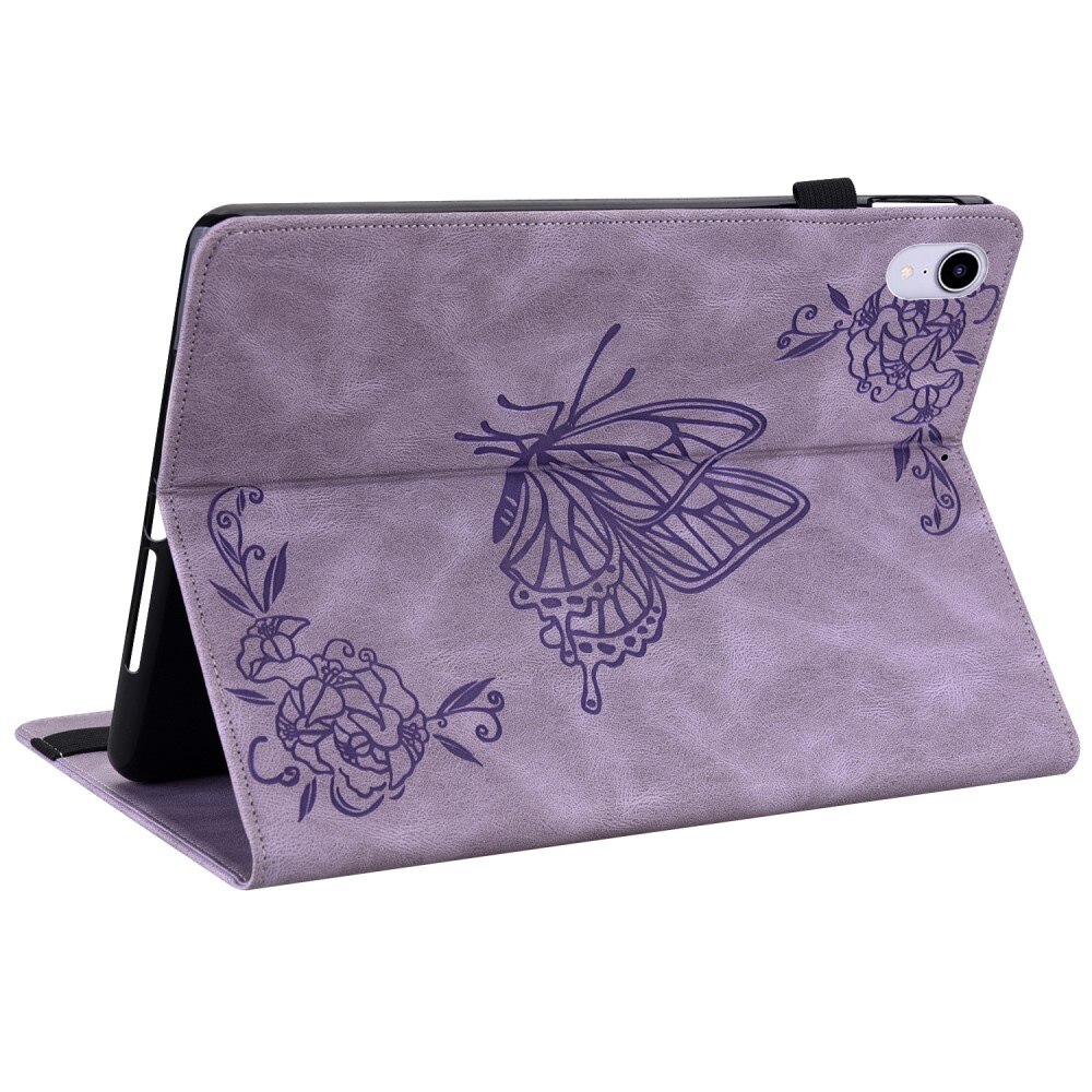 Apple iPad Mini 7th Gen (2024) Leather Cover Butterflies Purple