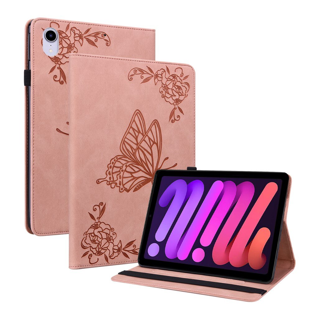 Apple iPad Mini 7th Gen (2024) Leather Cover Butterflies Pink