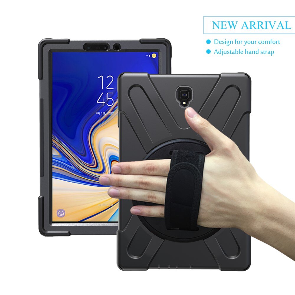 Samsung Galaxy Tab S4 10.5 Shockproof Hybrid Case w. Shoulder Strap Black