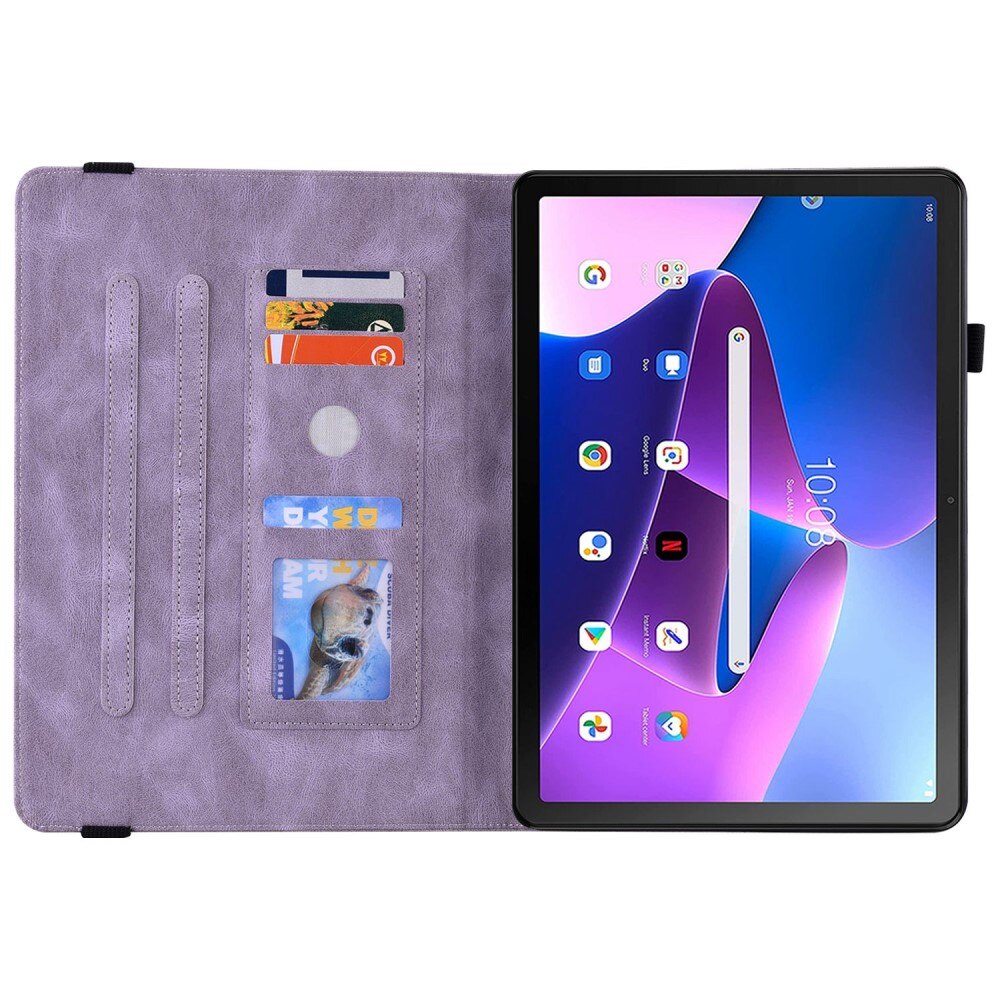 Lenovo Tab M10 Plus (3rd gen) Leather Cover Butterflies Purple