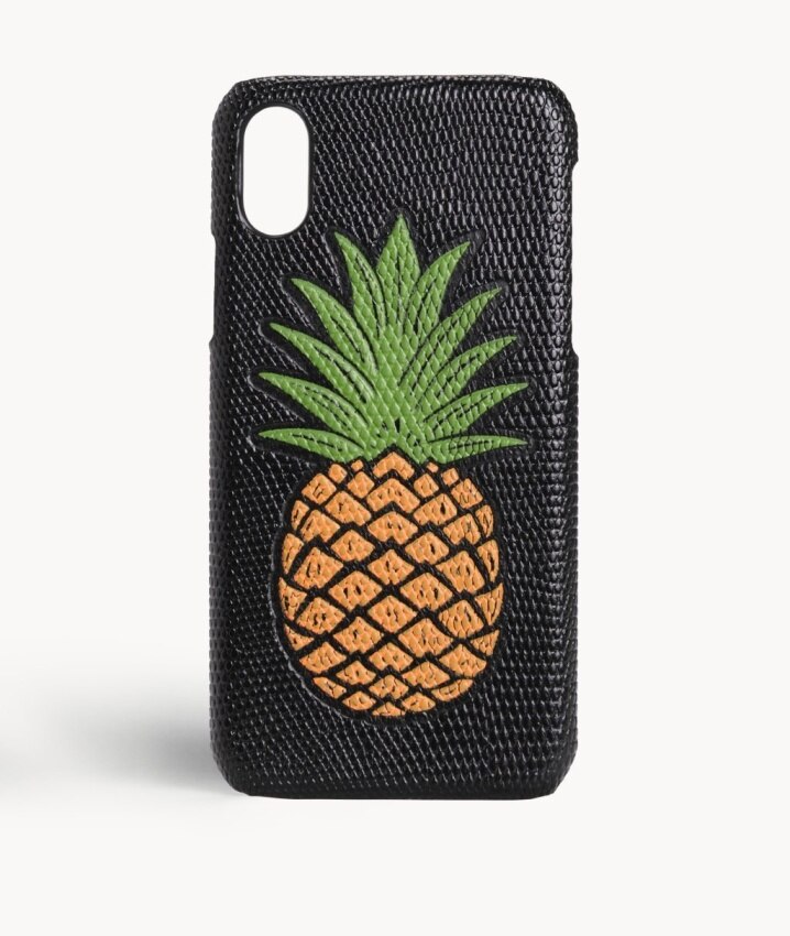 iPhone Xs Max Case Pineapple Orange Lizard Black