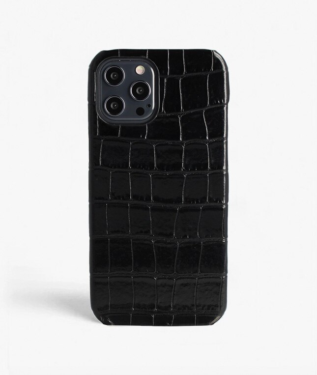 iPhone 12 Pro Max Case Croco Black