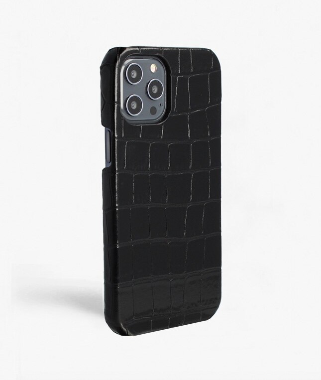 iPhone 12 Pro Max Case Croco Black