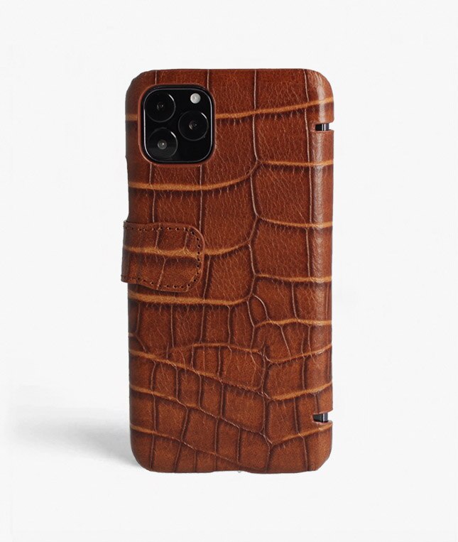 iPhone 11 Pro Max Card Case Lizard Cognac