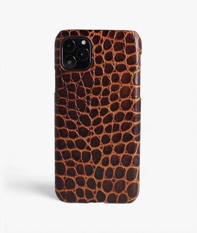 iPhone 11 Pro Max Case Small Croco Brown