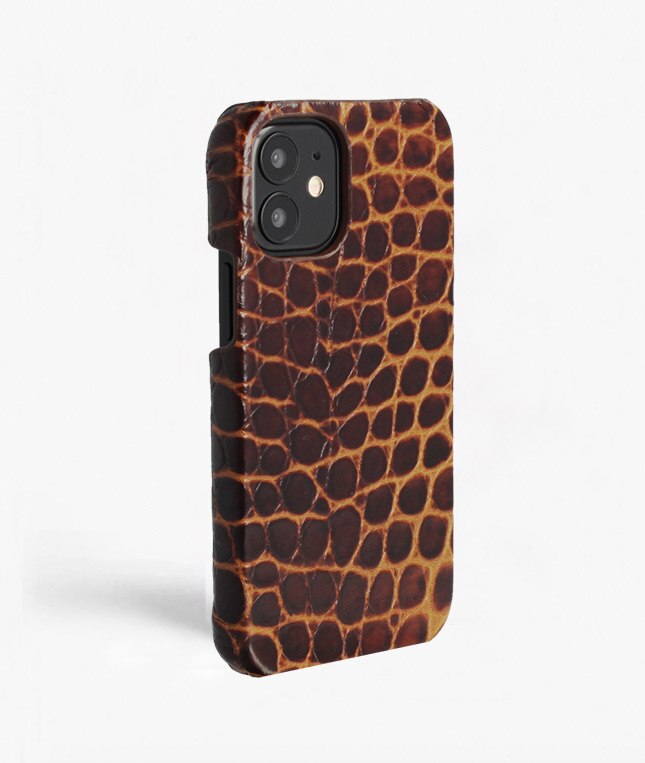 iPhone 12 Mini Case Small Croco Brown