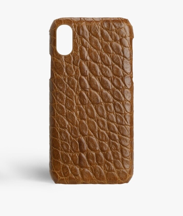 iPhone Xs Max Case Small Croco Cognac