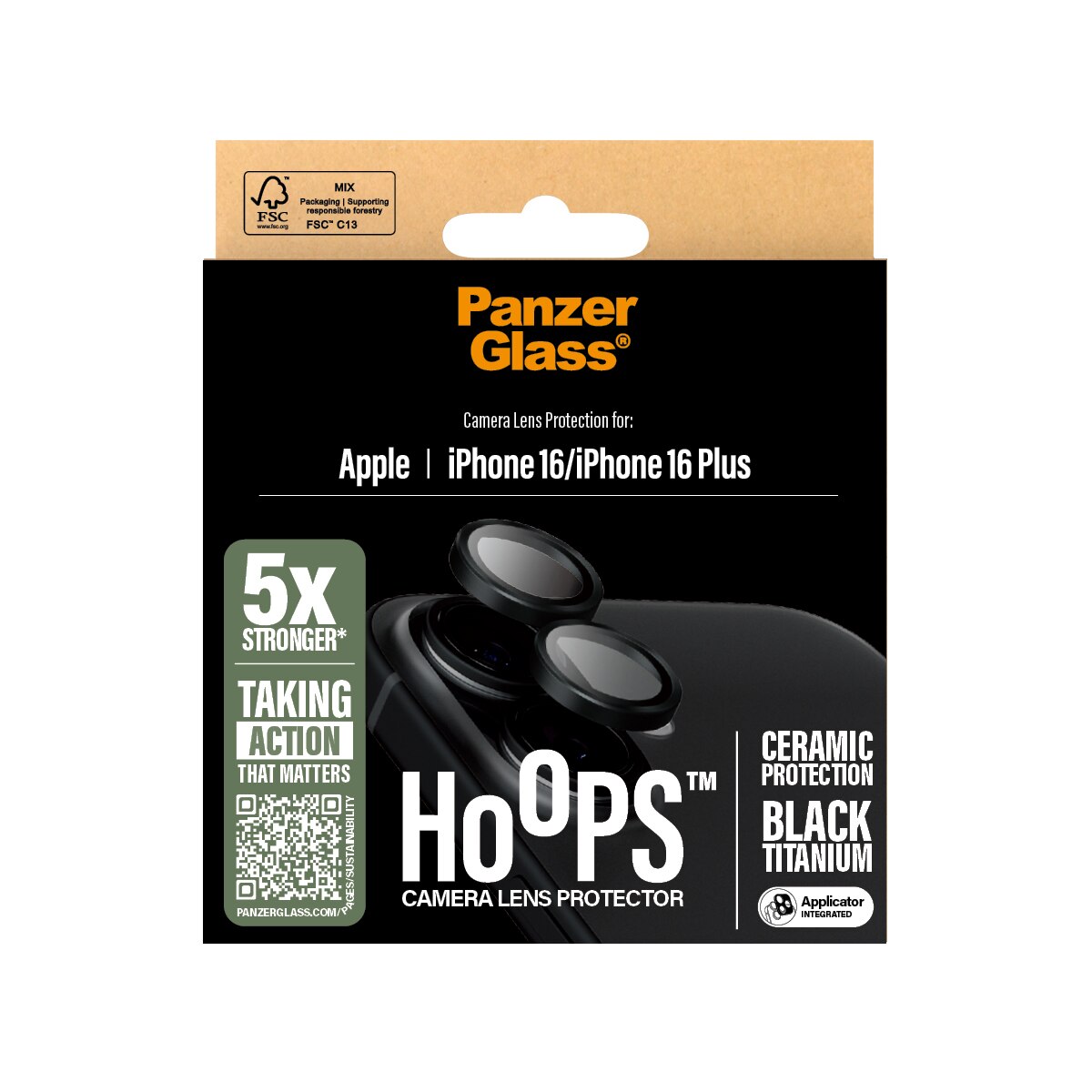 iPhone 16 Hoops Ceramic Camera Lens Protector Black