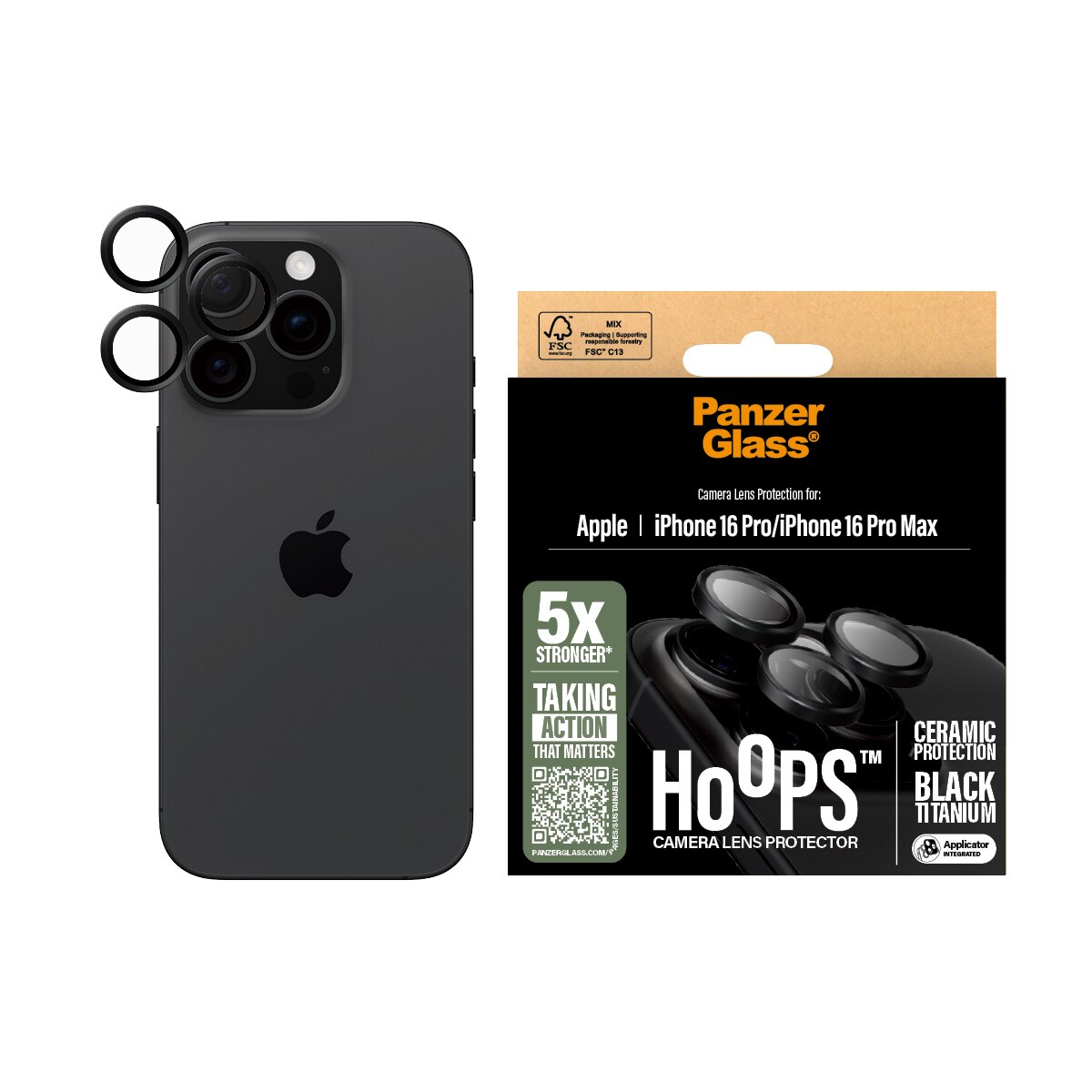 iPhone 16 Pro Hoops Ceramic Camera Lens Protector Black