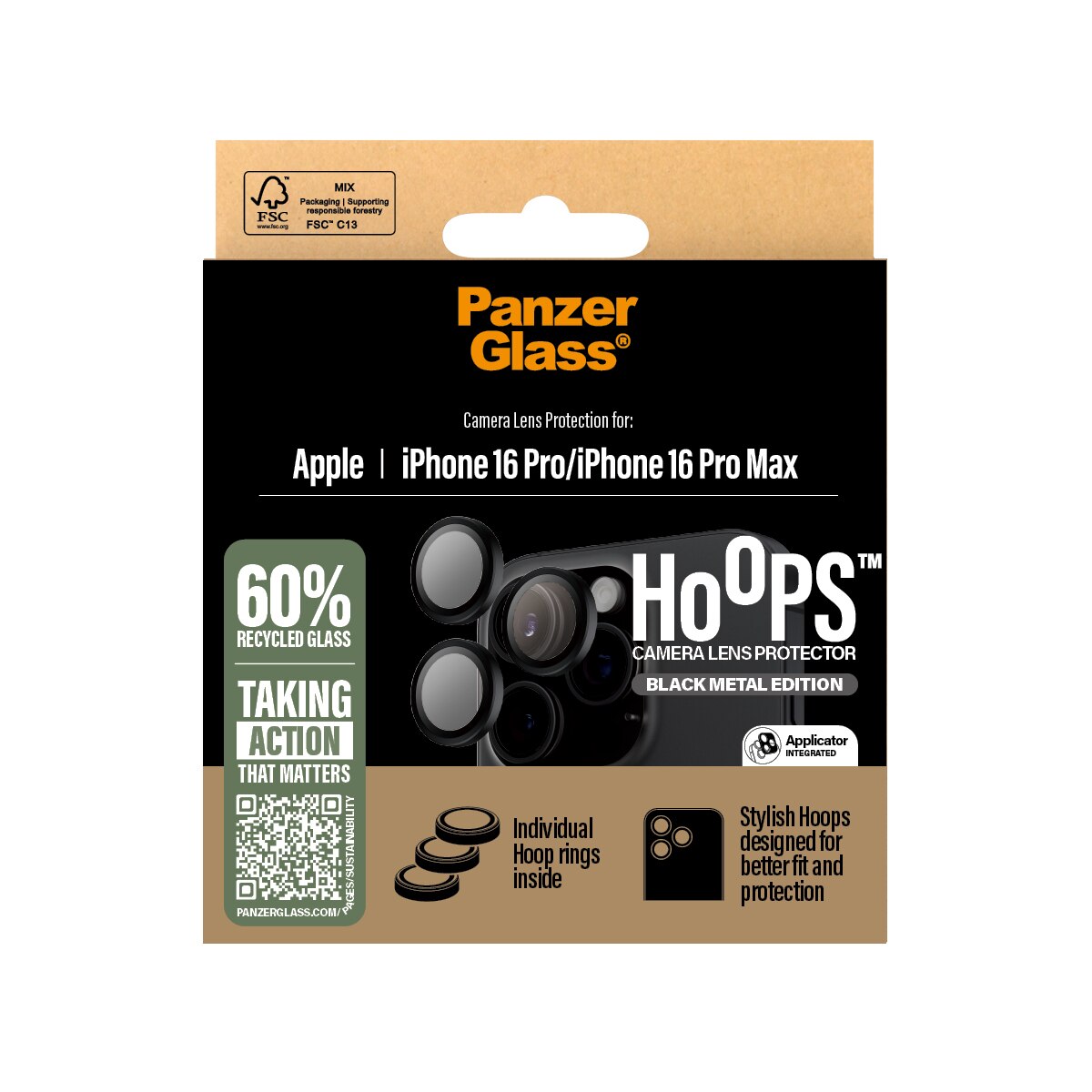 iPhone 16 Pro Hoops Camera Lens Protector Black