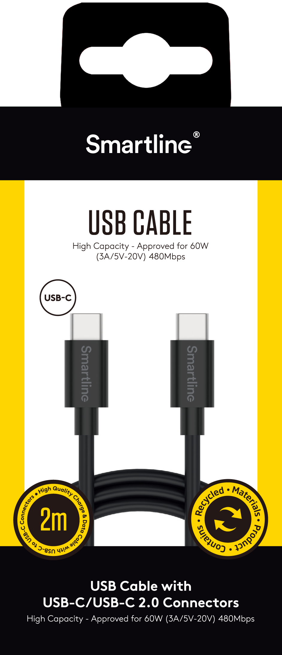 USB-C to USB-C Cable 2 meter Black