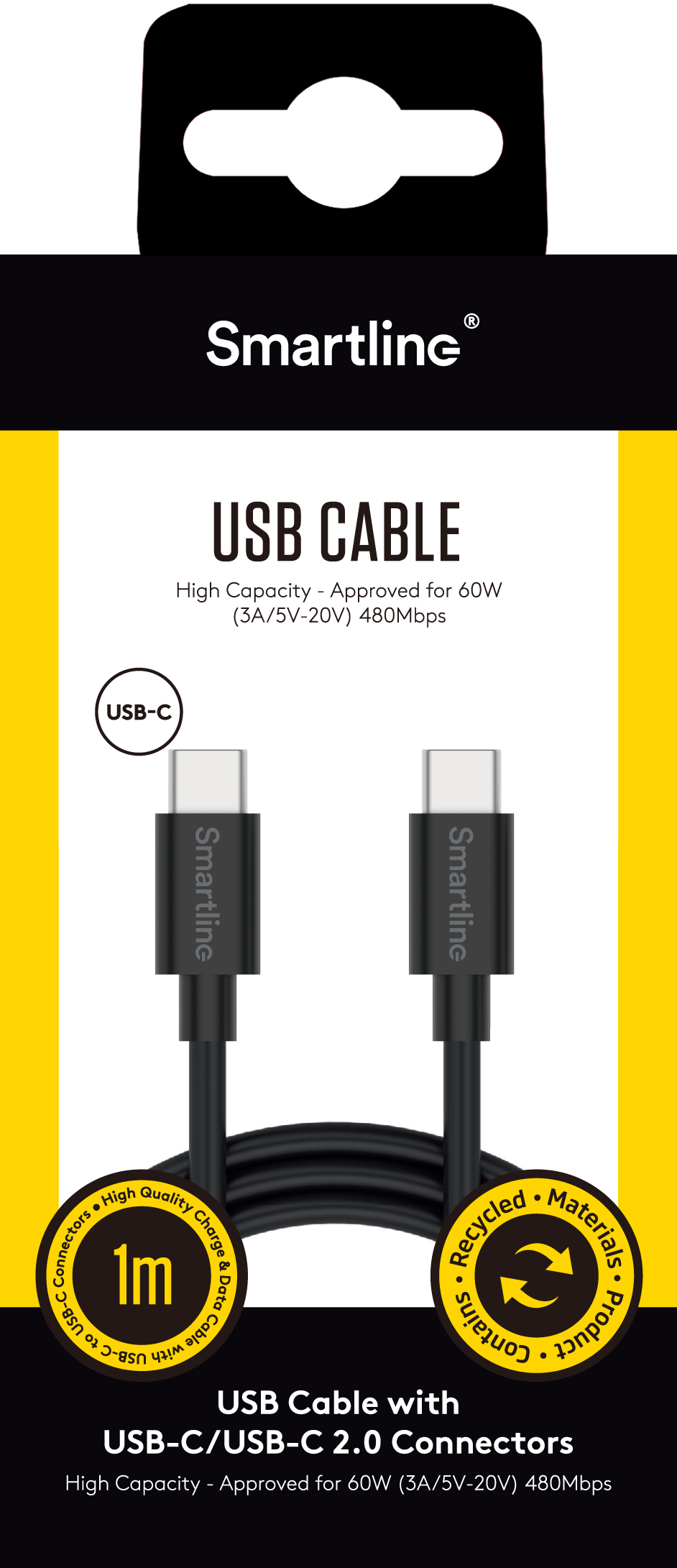 USB-C to USB-C Cable 1 meter Black