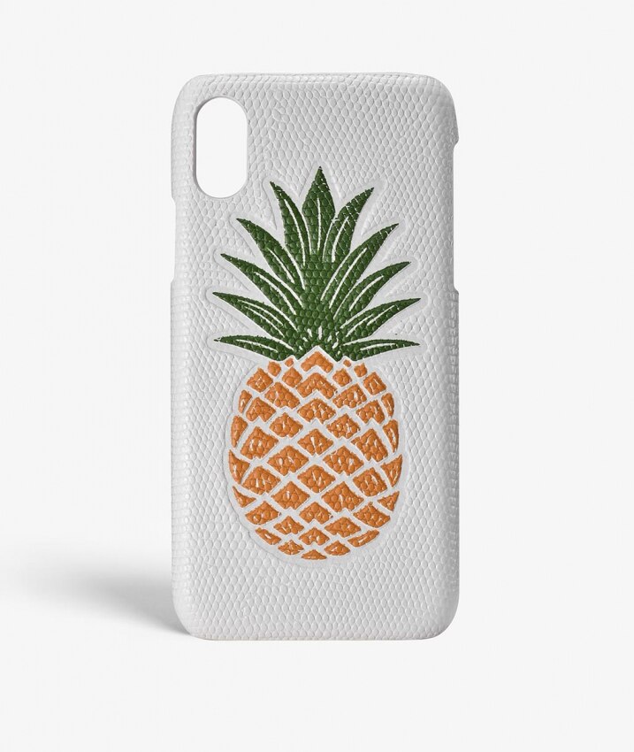 iPhone X/XS Case Pineapple Orange Lizard White