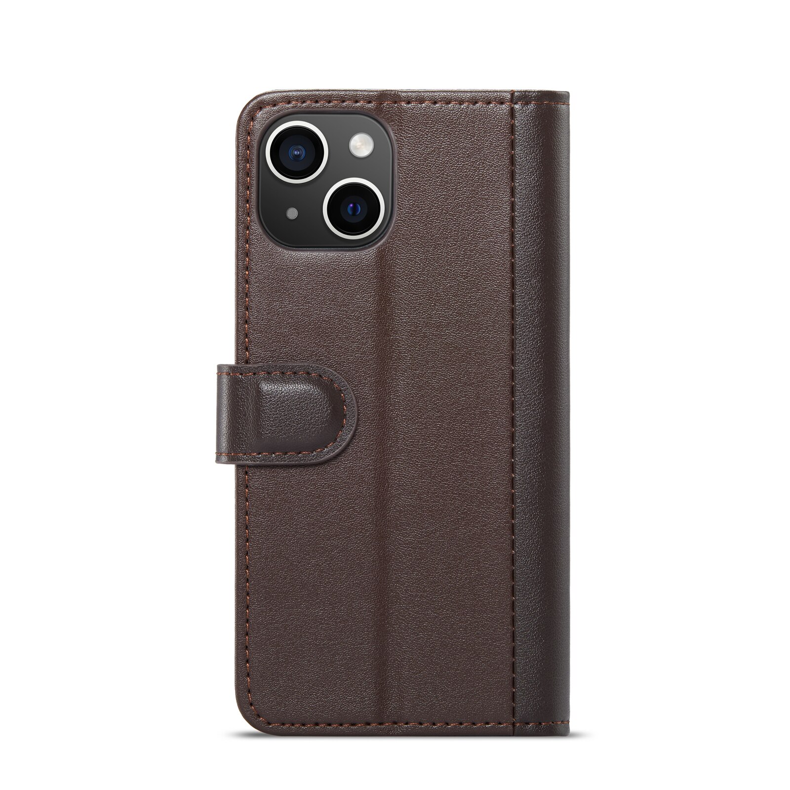 iPhone 14 Genuine Leather Wallet Case Brown