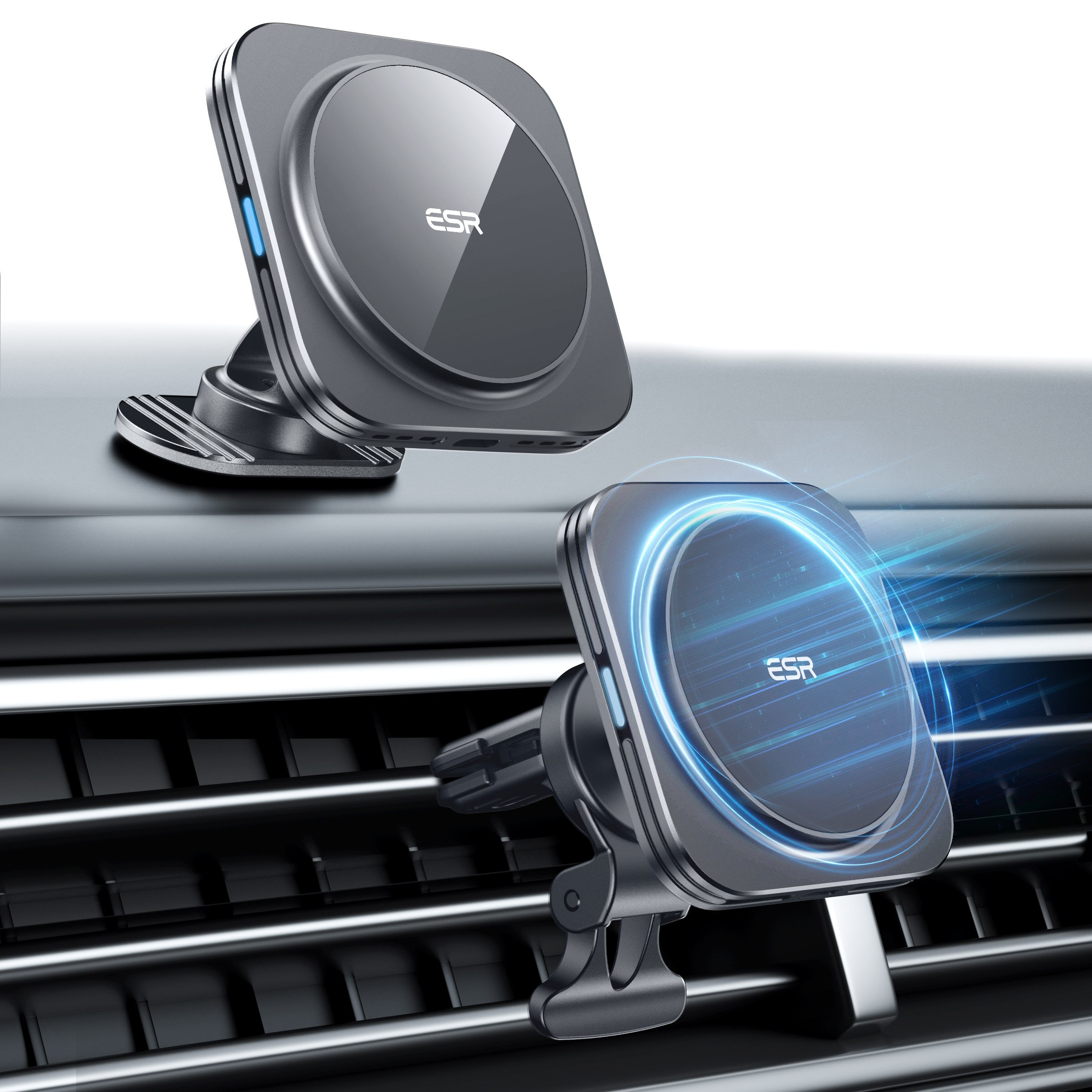 HaloLock Magnetic Wireless Car Charger Black