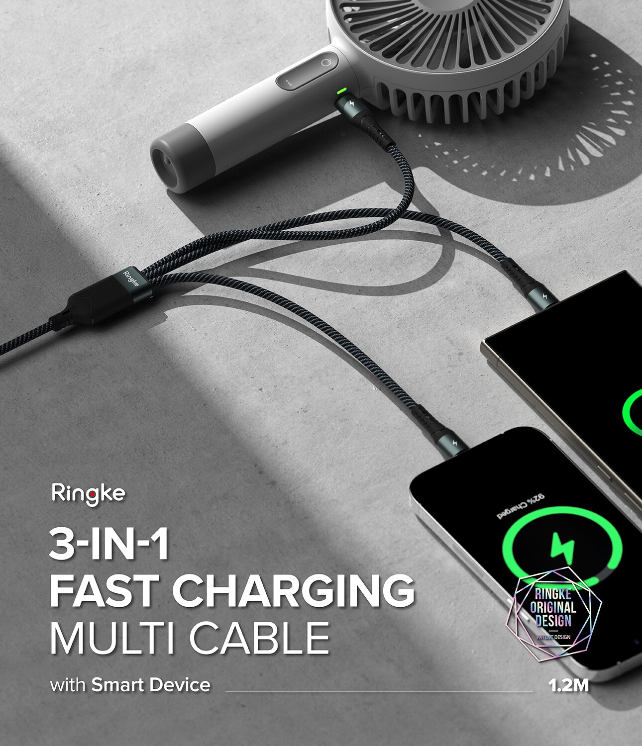 3-in-1 Fast Charging Multi Cable Black