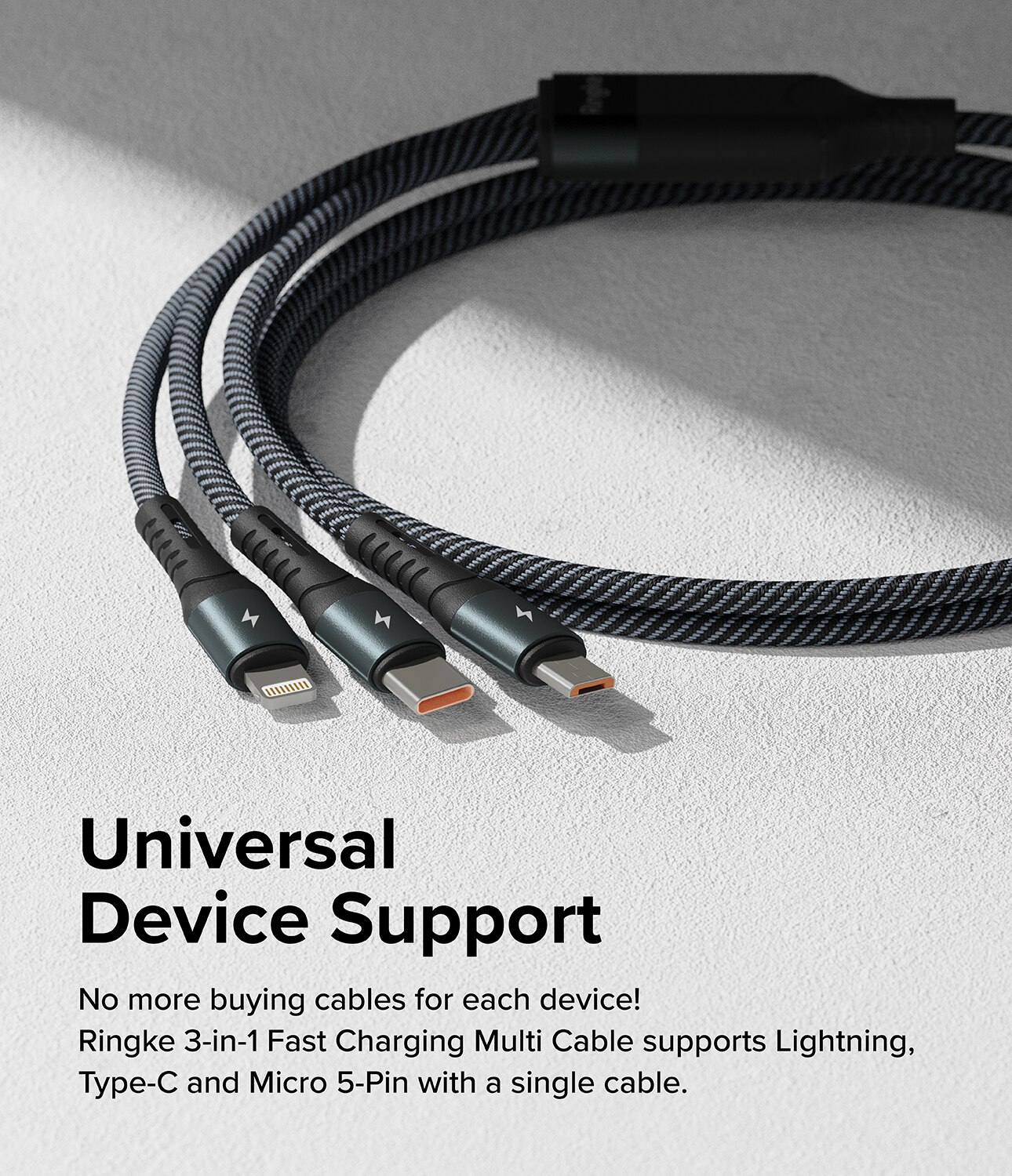 3-in-1 Fast Charging Multi Cable Black