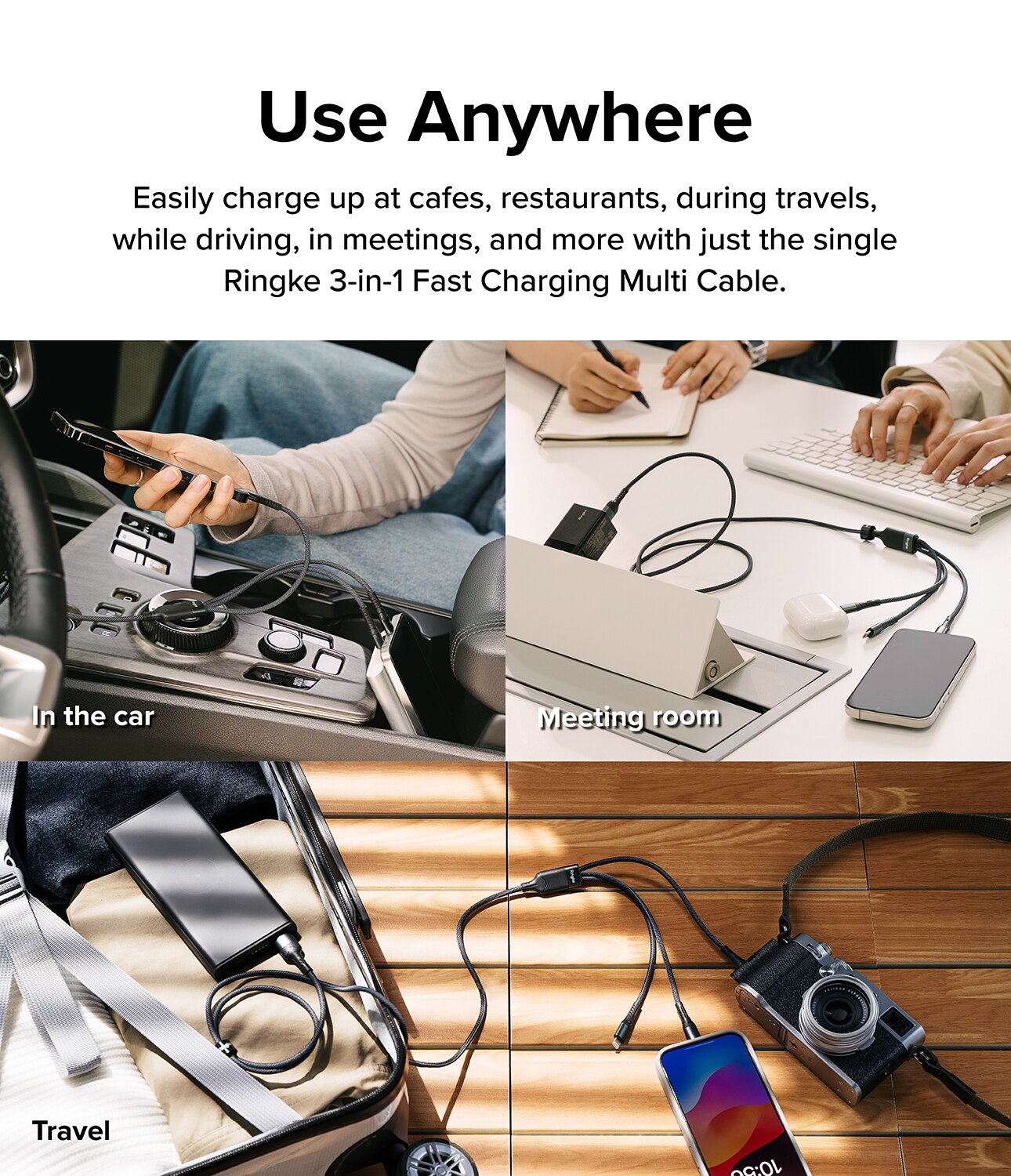 3-in-1 Fast Charging Multi Cable Black