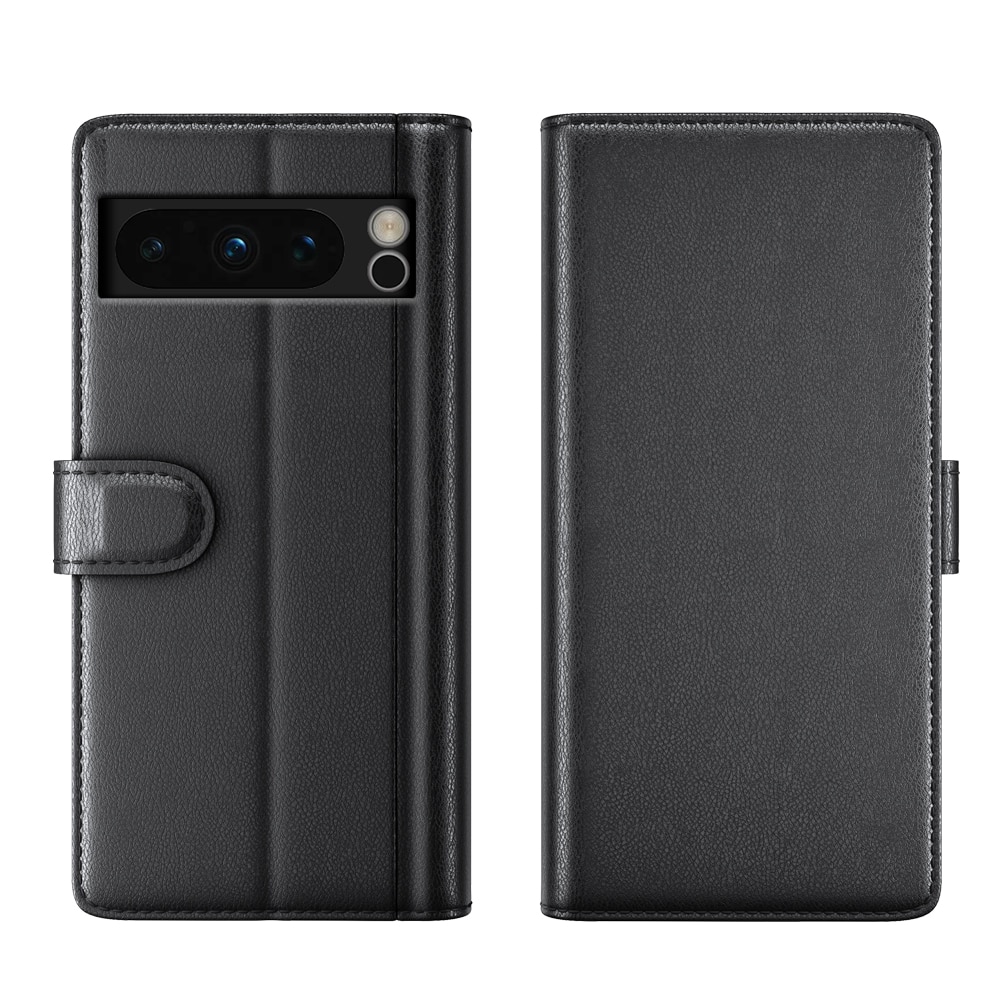 Google Pixel 8 Pro Genuine Leather Wallet Case Black