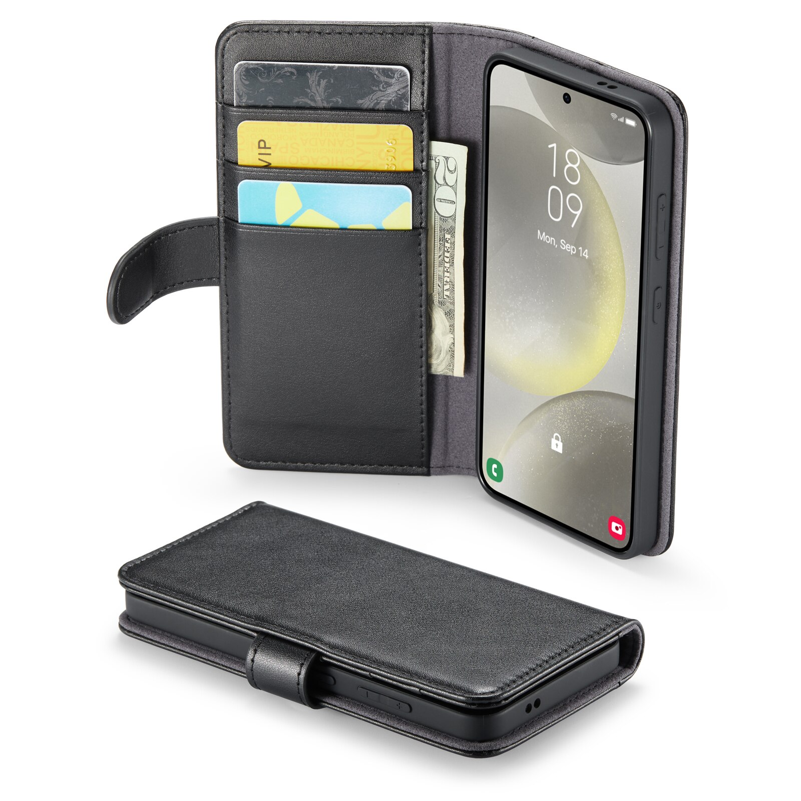 Samsung Galaxy S24 Plus Genuine Leather Wallet Case Black