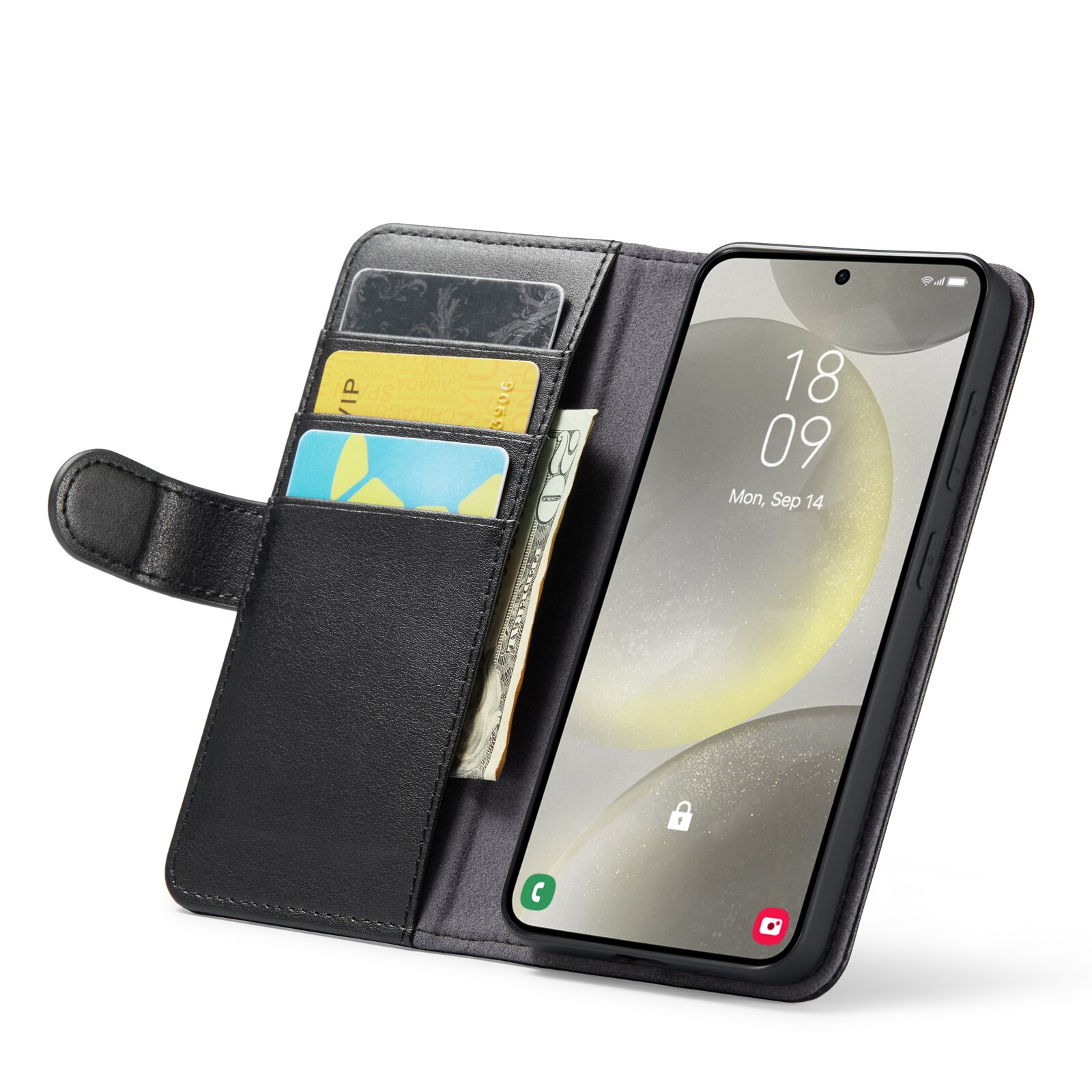 Samsung Galaxy S24 Plus Genuine Leather Wallet Case Black