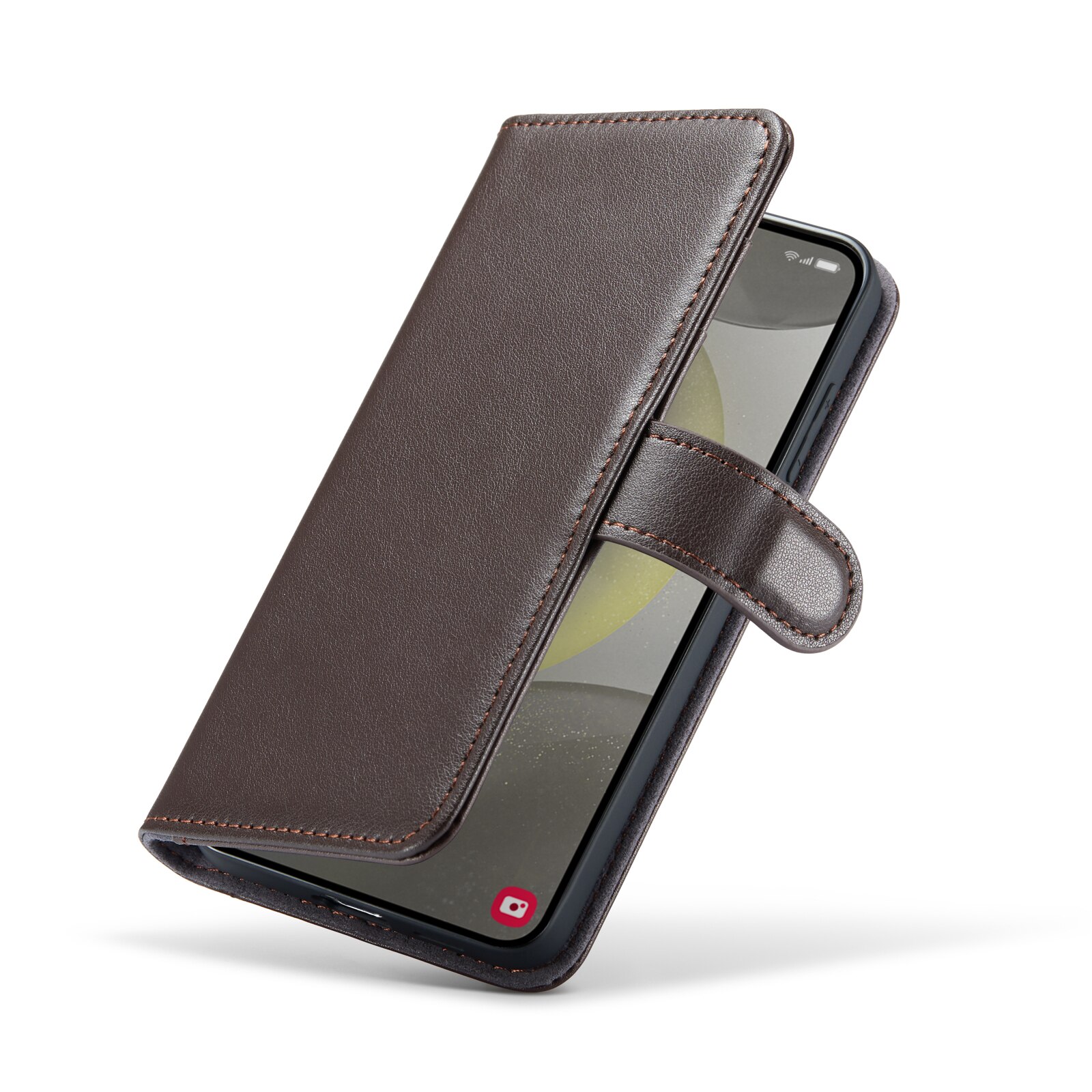 Samsung Galaxy S24 FE Genuine Leather Wallet Case Brown