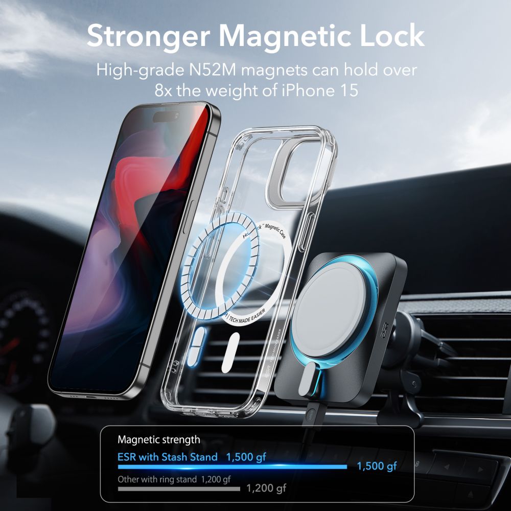 ESR for iPhone 13 Pro Max Phone Case, Compatible with MagSafe, Built-in  Camera Ring Stand, Military-Grade Protection, Magnetic Phone Case for  iPhone 13 Pro Max, Classic Kickstand Case (HaloLock),Clear 