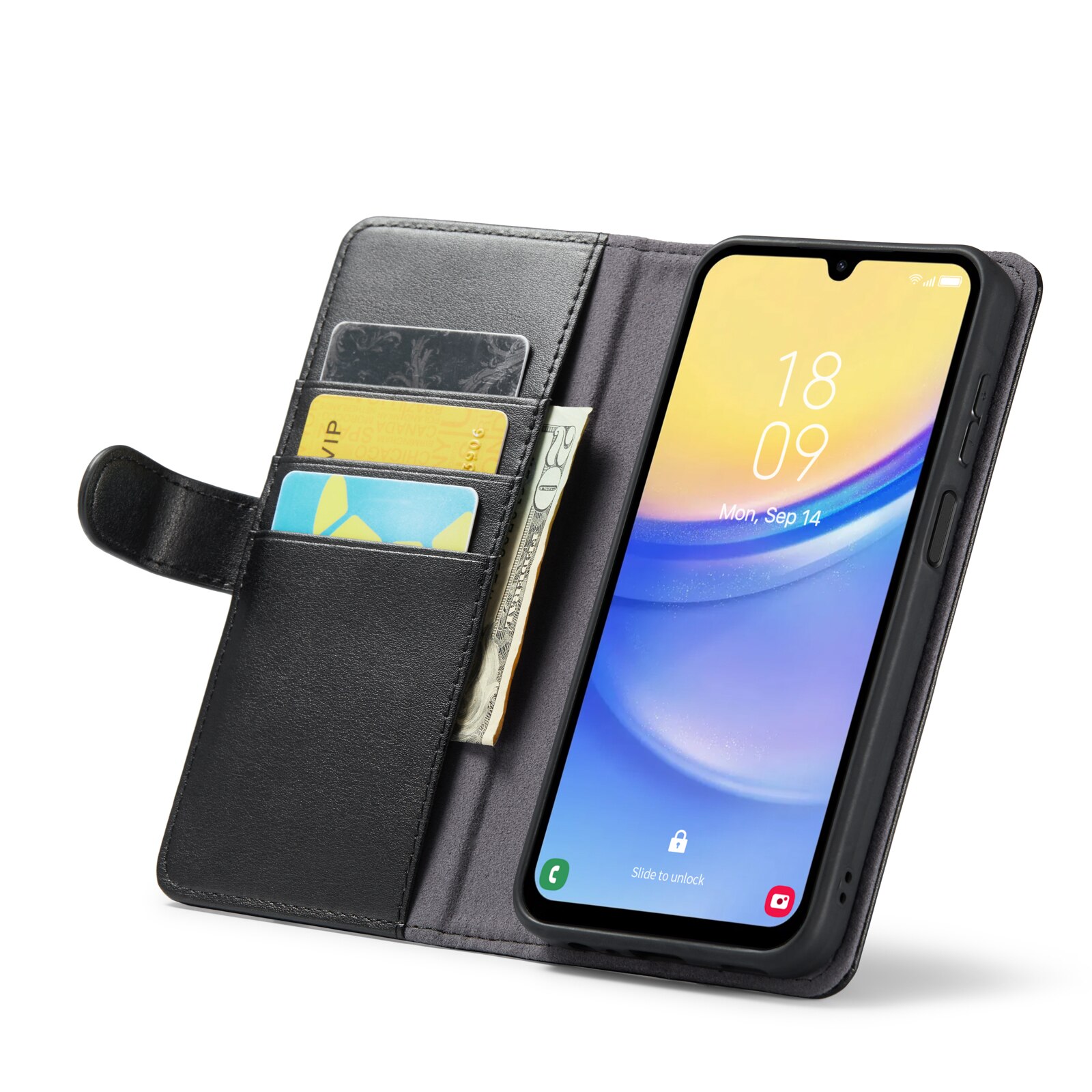 Samsung Galaxy A25 Genuine Leather Wallet Case Black