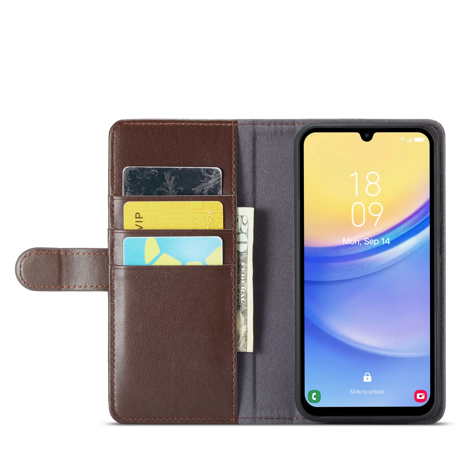 Samsung Galaxy A25 Genuine Leather Wallet Case Brown