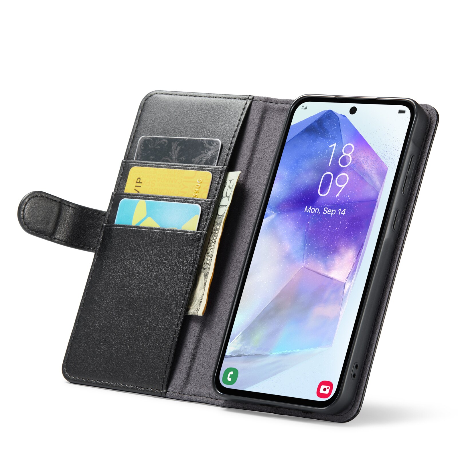 Samsung Galaxy A35 Genuine Leather Wallet Case Black