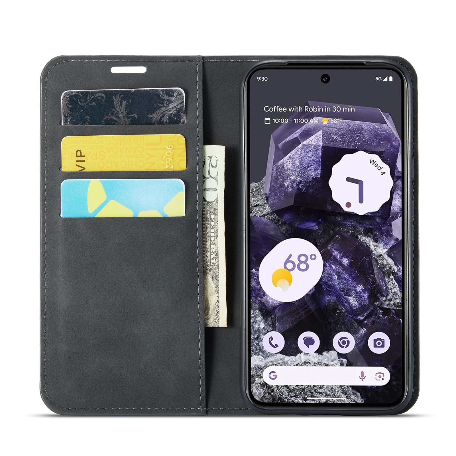 Google Pixel 8a Slim Wallet Case Black