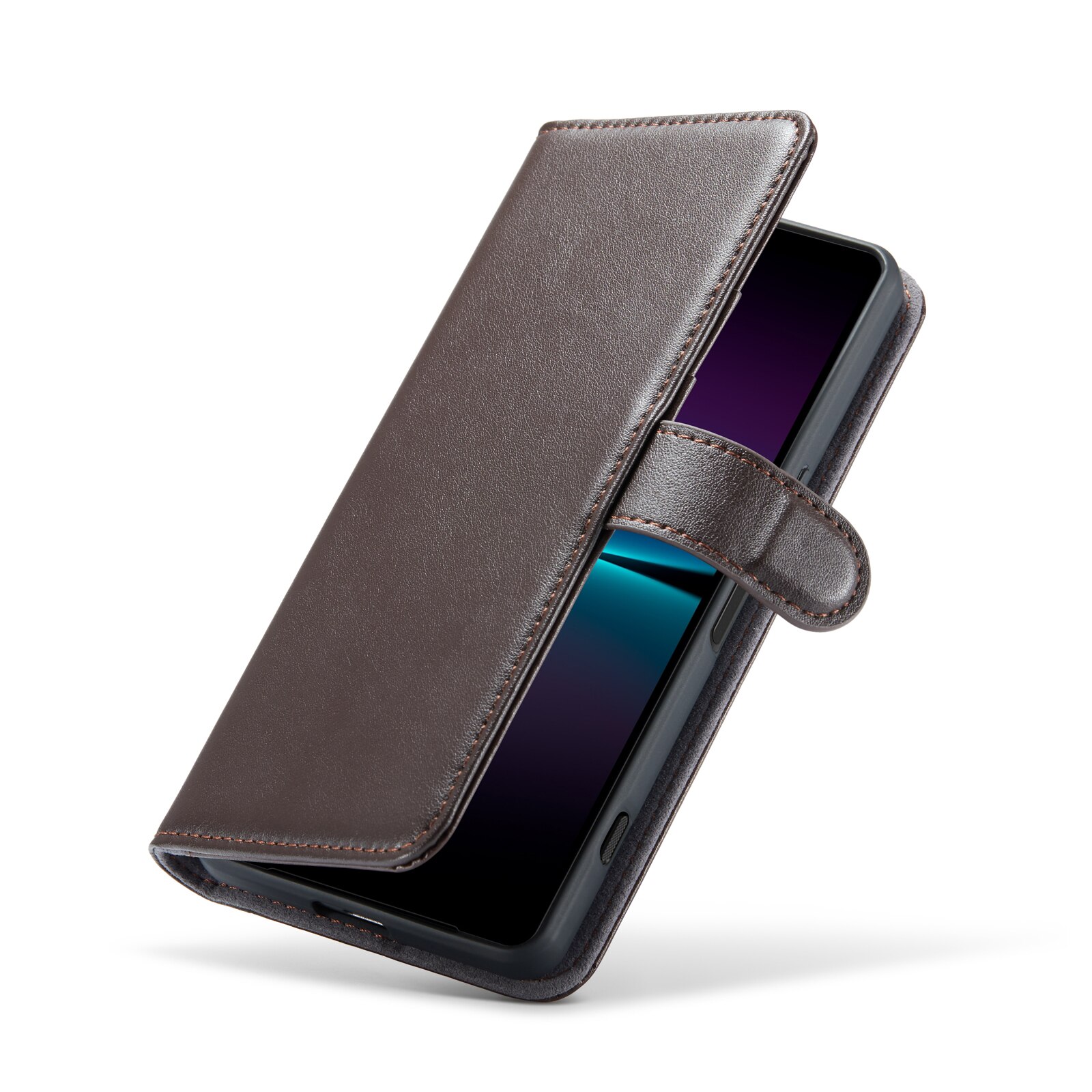 Sony Xperia 1 VI Genuine Leather Wallet Case Brown