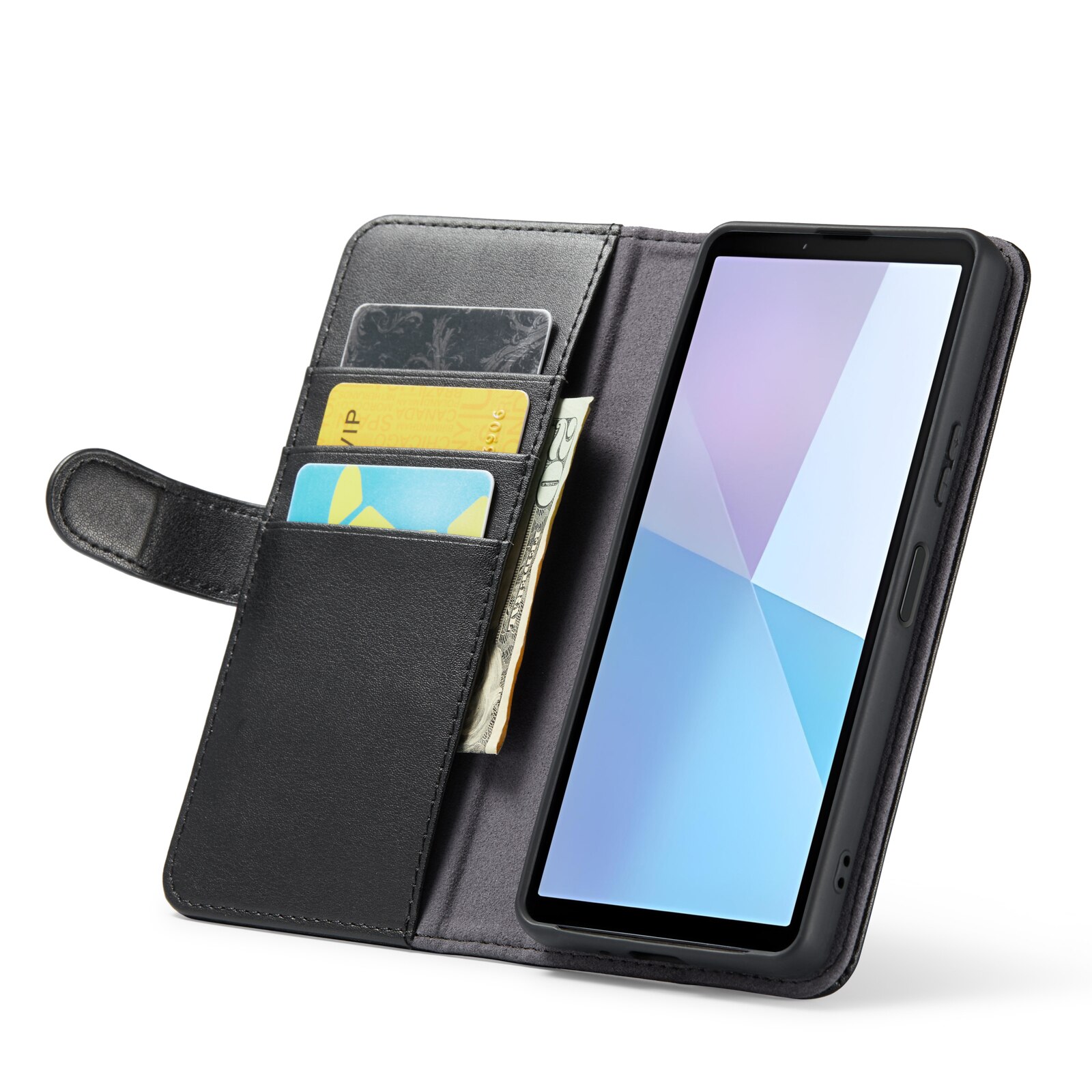 Sony Xperia 10 VI Genuine Leather Wallet Case Black