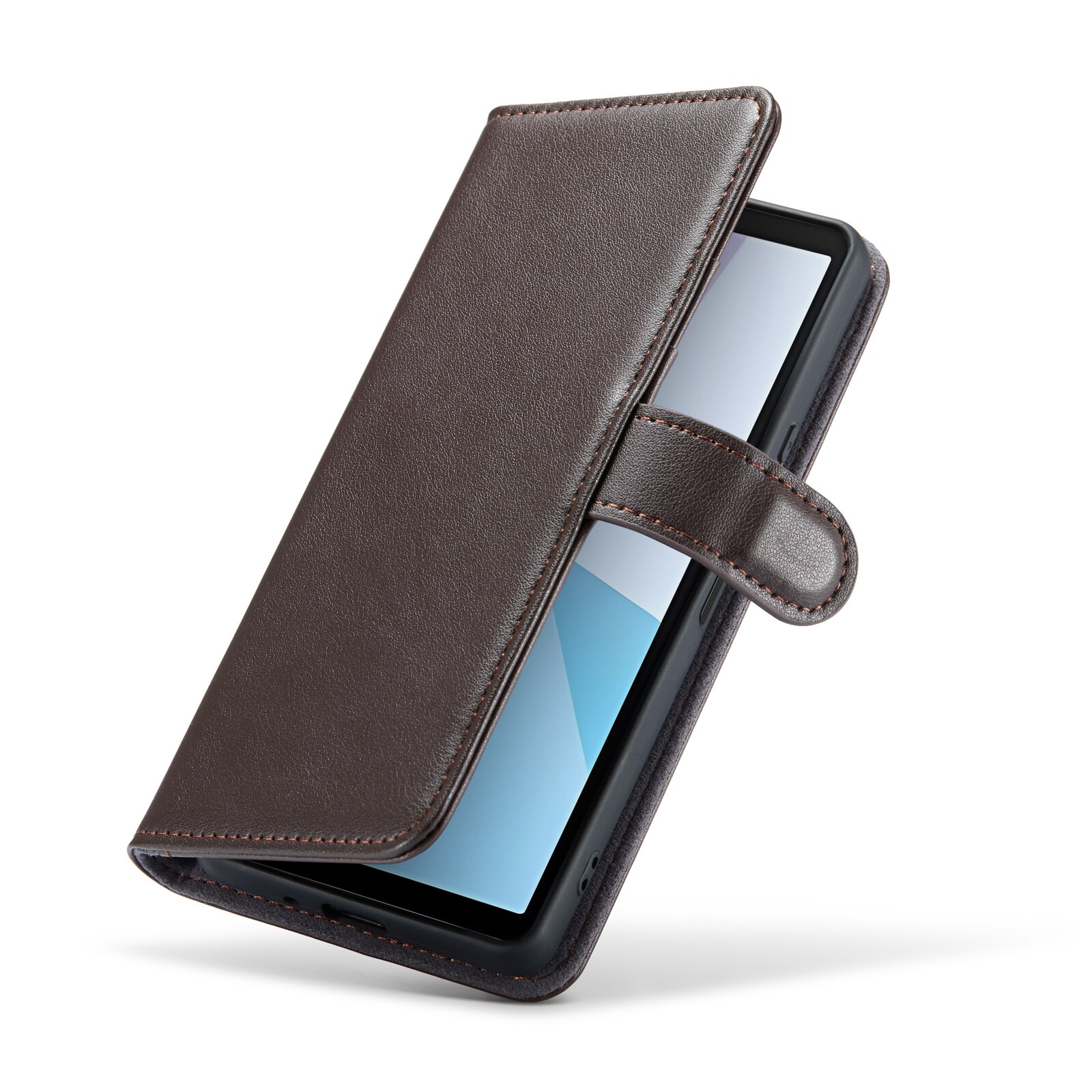 Sony Xperia 5 VI Genuine Leather Wallet Case Brown