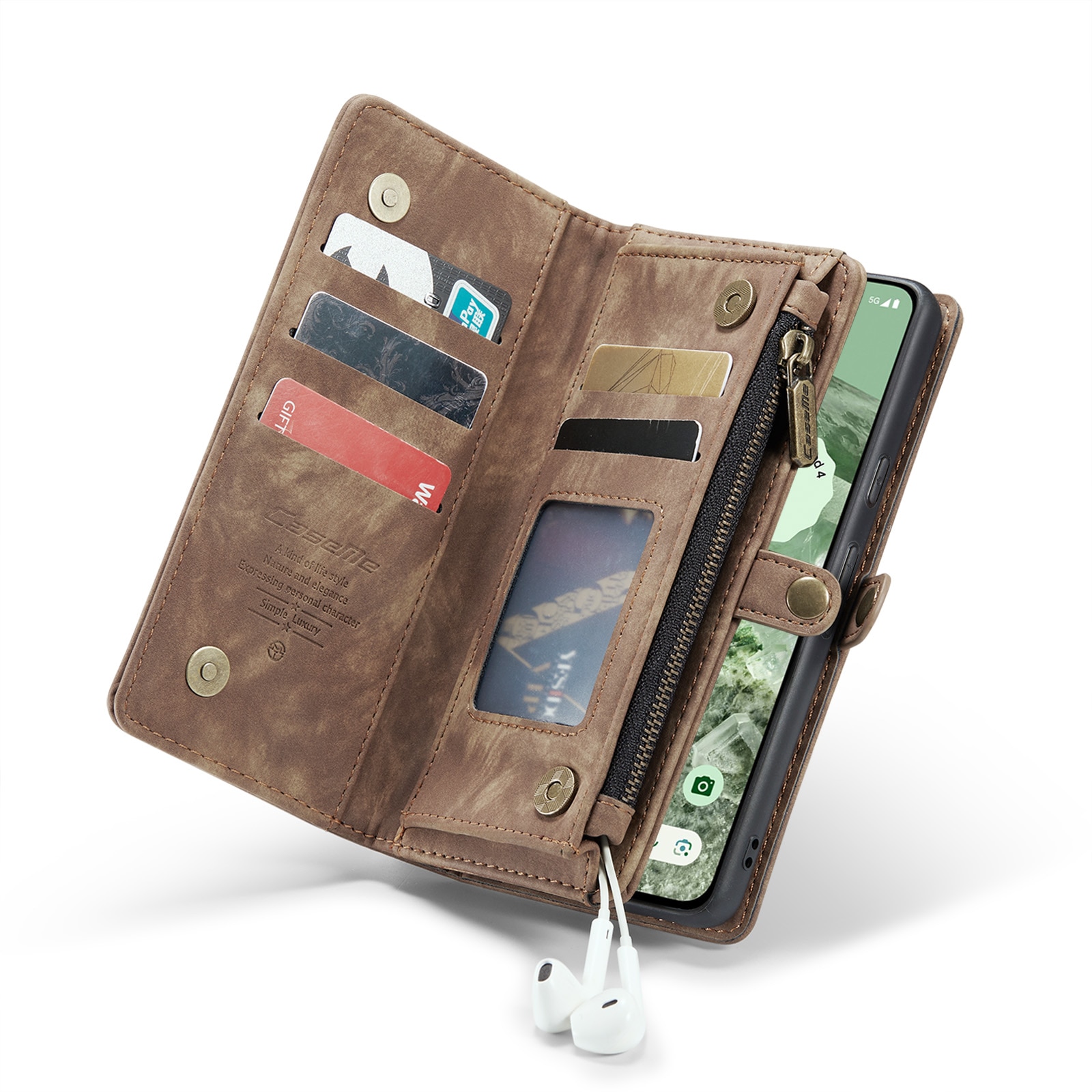 Google Pixel 8a Multi-slot Wallet Case Brown