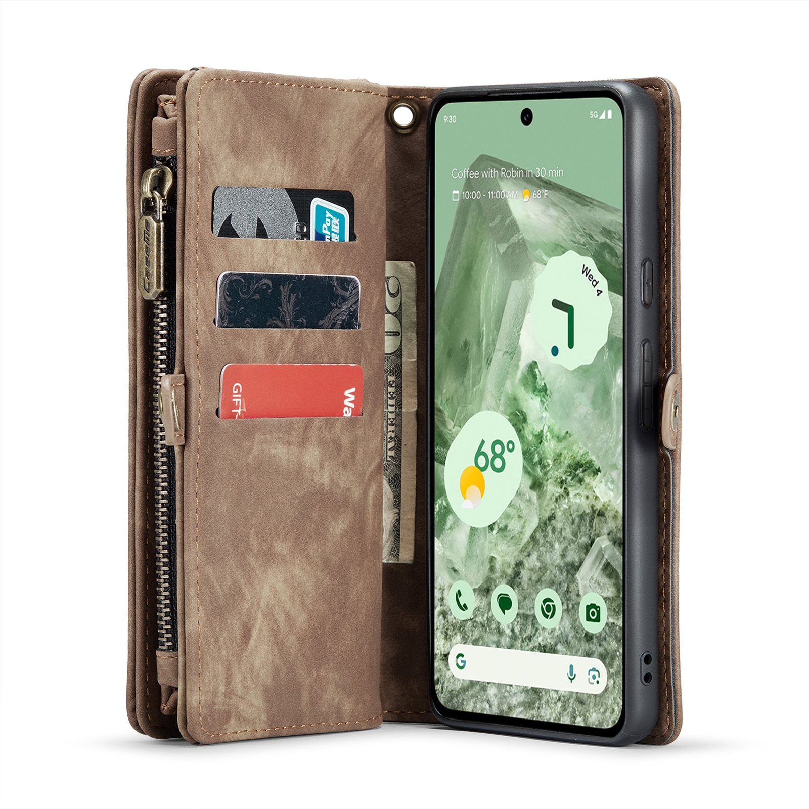 Google Pixel 8a Multi-slot Wallet Case Brown