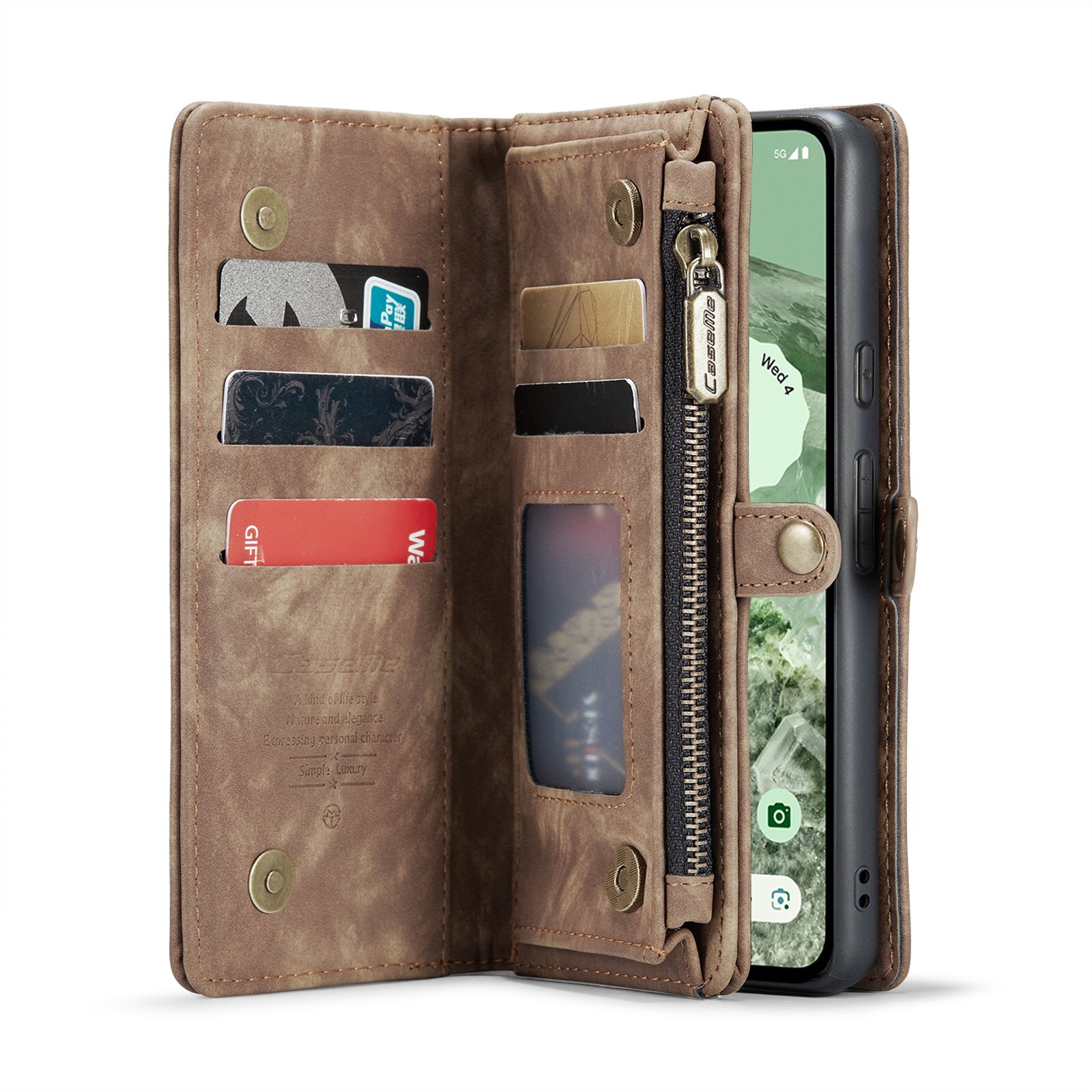 Google Pixel 8a Multi-slot Wallet Case Brown