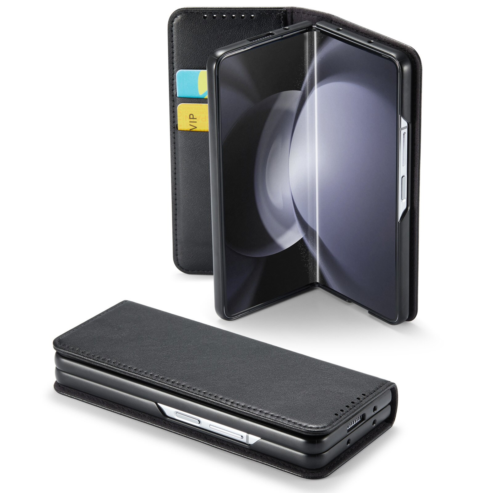 Samsung Galaxy Z Fold 6 Genuine Leather Wallet Case Black