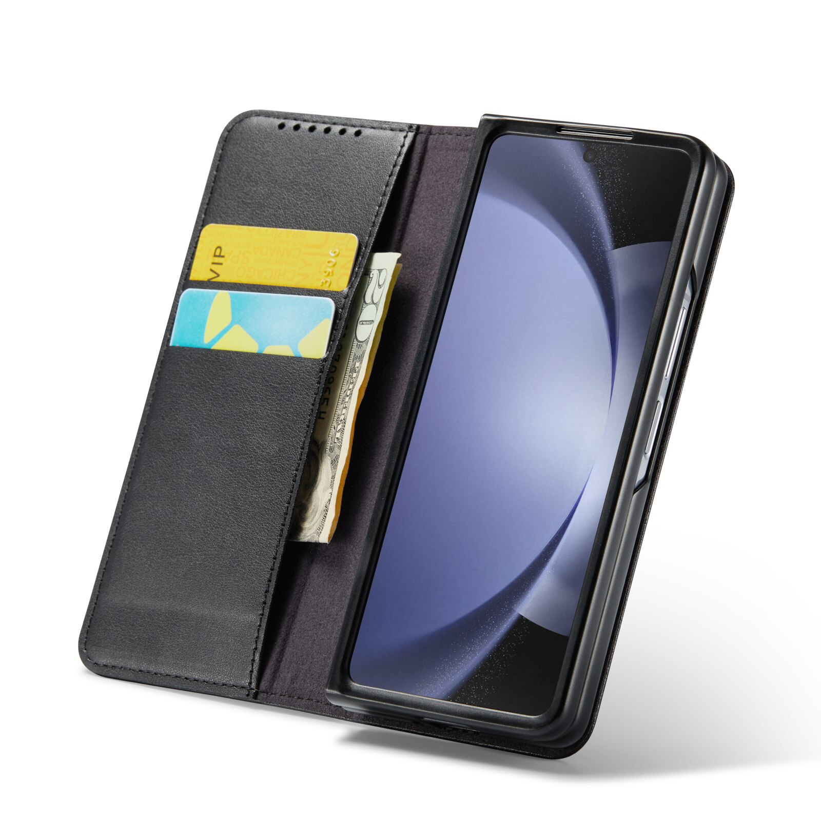 Samsung Galaxy Z Fold 6 Genuine Leather Wallet Case Black