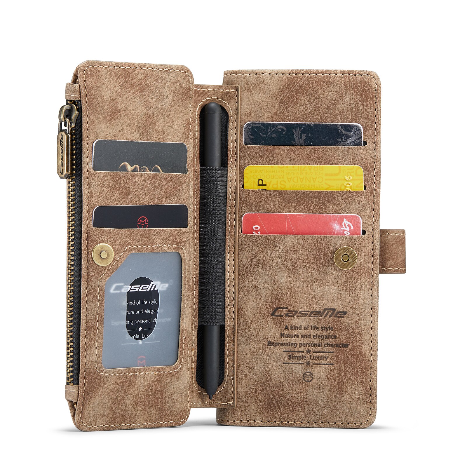 Samsung Galaxy Z Fold 6 Zipper Wallet Book Cover Brown