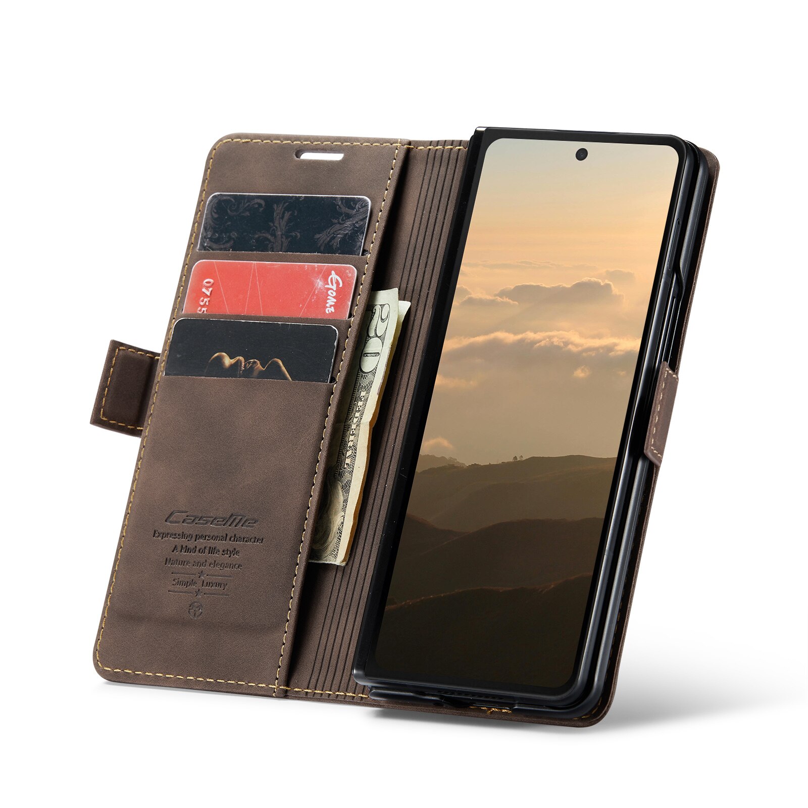 Samsung Galaxy Z Fold 6 Slim Wallet Case Brown